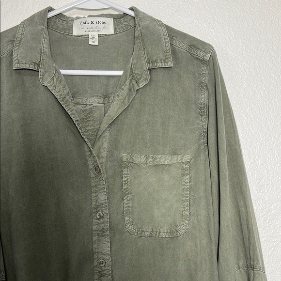Anthropologie Olive Green Button-Up Shirt - Picture 4 of 6